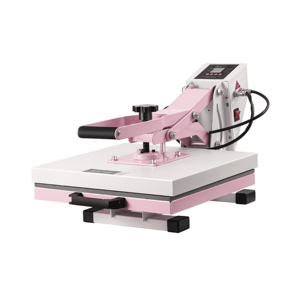 Heat Press Machine 15x15 Pink - Slide Out Transfer Press for T-Shirts, DIY Crafts, Pillowcases - Digital Control, Safe Design
