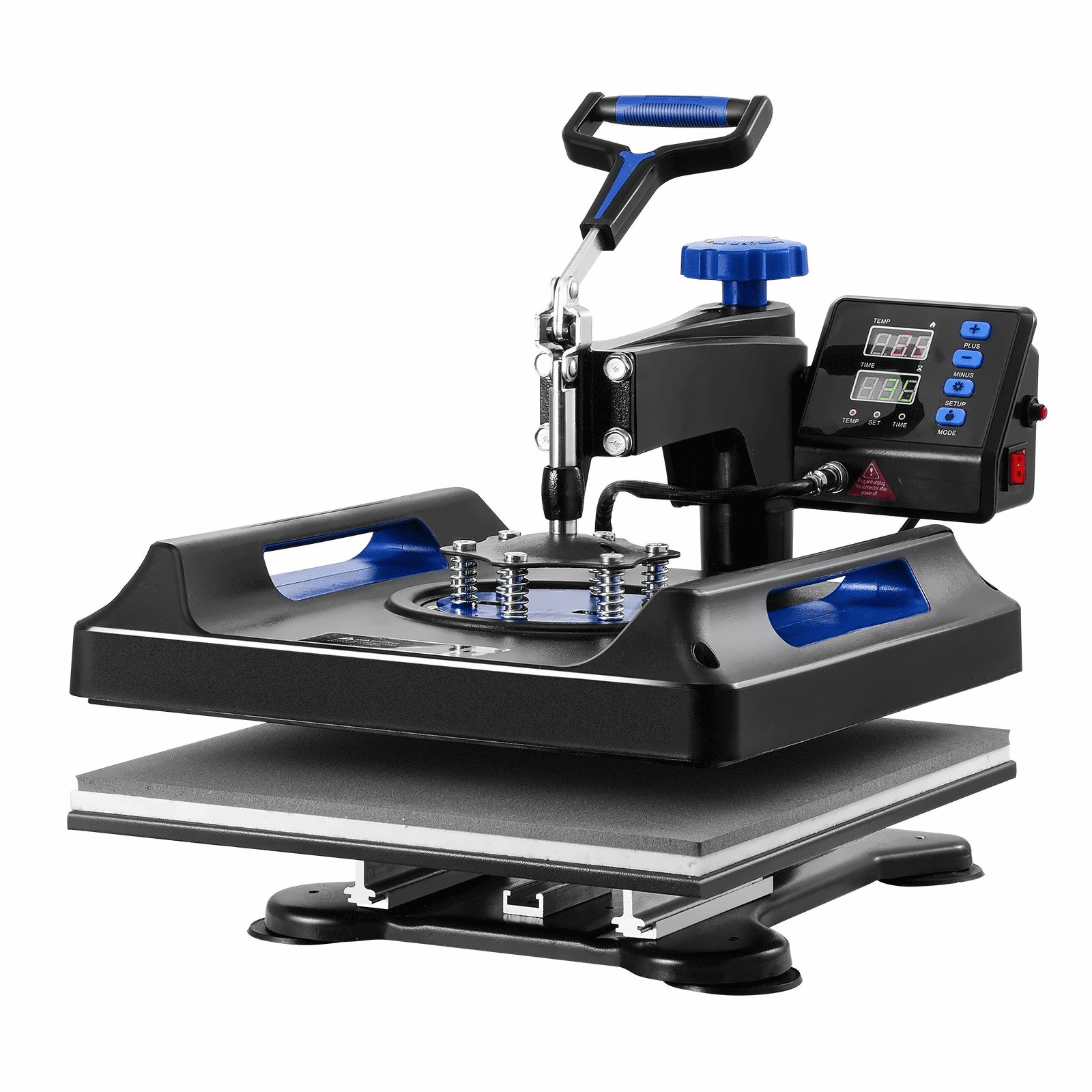 Heat Press Machine 5 in 1, 15x15in, 30oz Tumbler Press for T-Shirts, Mugs, Hats - Black & Blue