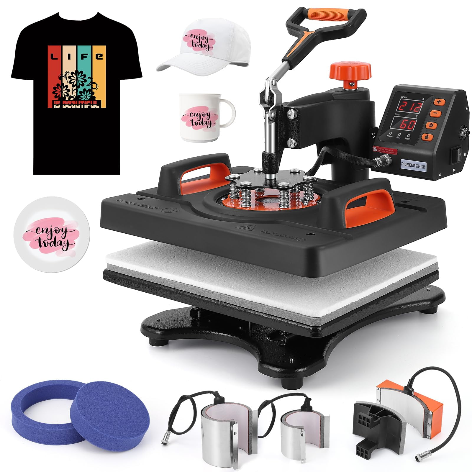 Heat Press Machine 6 in 1, 12 X 15 inch, 800W Sublimation Machine, 360