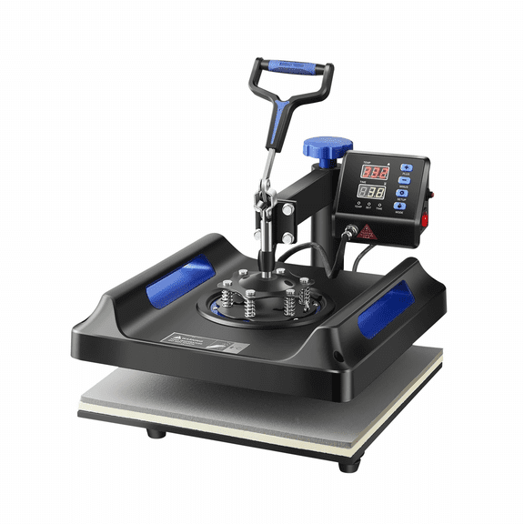Heat Press Machine 8 in 1, 15x15" Swing Away Transfer Press, Digital Sublimation Machine for T-Shirts, Hats, Mugs, Plates - Blue