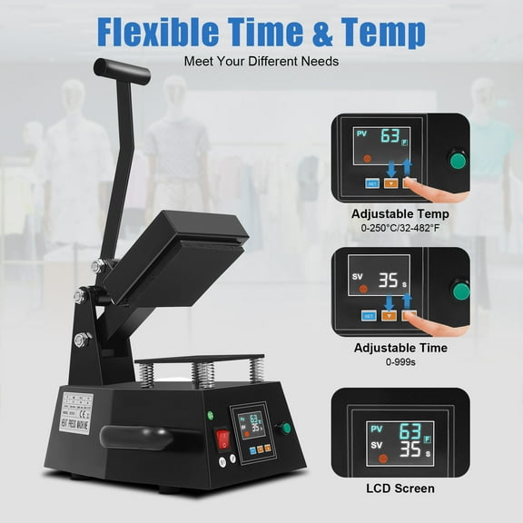 Heat Press Machine Clothing Logo Printing for Transfer Stickers Labels 4.7x4.7" for Stickers, Labels