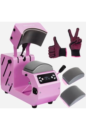 Hat Heat Press Machine,GOCHIFIX Automatic Hat Heat Press with 2pcs Interchangeable Platens for Caps Hats T-Shirts and HTV Iron On and Sublimation Projects,Pink