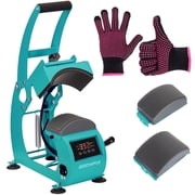 Hat Heat Press Machine,GOCHIFIX Manual Hat Heat Press with 2pcs Interchangeable Platens for Caps Hats T-Shirts and HTV Iron On and Sublimation Projects,Green