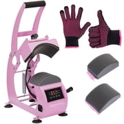 Hat Heat Press Machine,GOCHIFIX Manual Hat Heat Press with 2pcs Interchangeable Platens for Caps Hats T-Shirts and HTV Iron On and Sublimation Projects,Pink