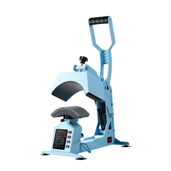 Heat Press Machine for Hats Caps with 2 Interchangeable Platens Stretcher Precise Temperature Time Control for HTV Iron On Sublimation Projects Light Blue