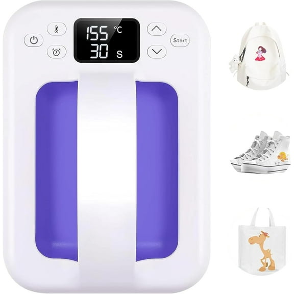 Heat Press Machine For T Shirts,7" × 5" Portable Mini Heat Press Fast Even Heat, Easy Press T Shirt Printer Machine for HTV Vinyl and Heat Transfer Sublimation for Tote Bags, Hat,DIY Projects(Violet)