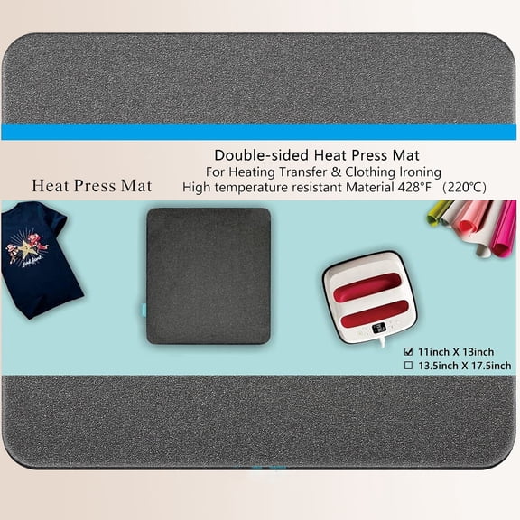 Heat Press Mat: Double-Sided Heat-Resistant Protective Mat Compatible with Cricut Easypress/Easypress 2 & HTV Craft Vinyl Ironing Insulation Transfer Projects