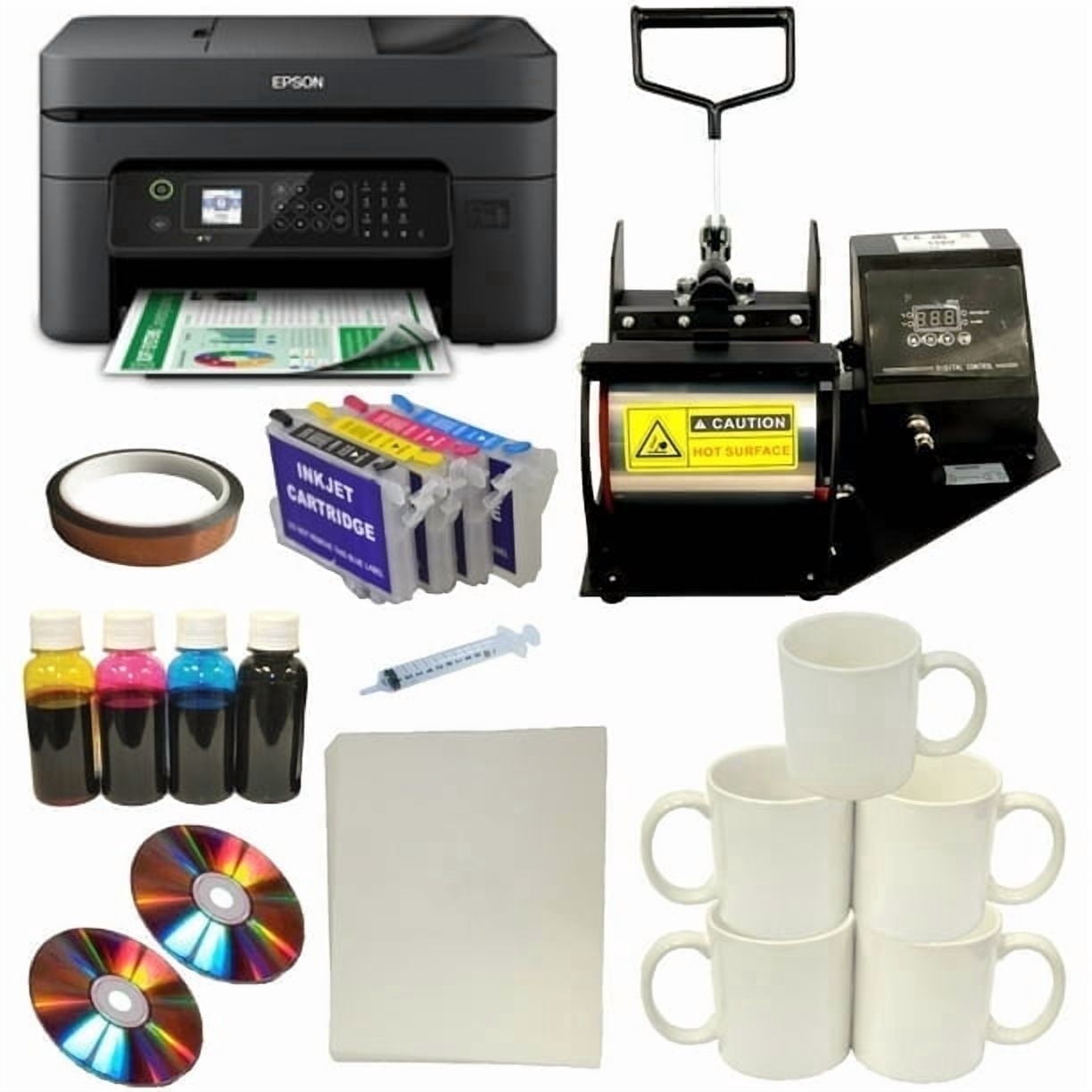Heat Press Mugs Transfer with Printer Dye Sublimation Ink Wireless Startup Kit