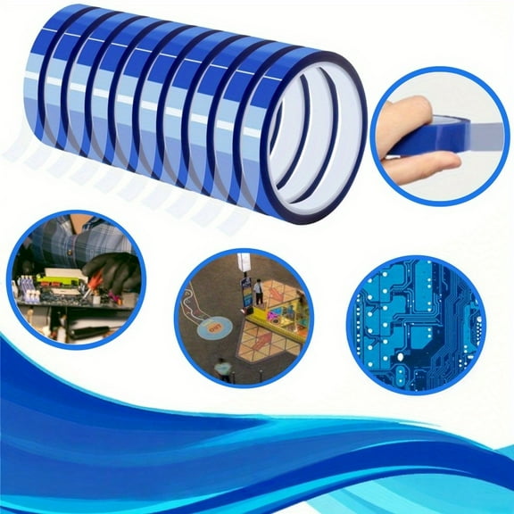 Heat Press Tape for Sublimation 10 Rolls 10mm30m(98ft) - High Temp No Residue Adhesive Tape for Tumblers, Electronics, Sublimation Blanks