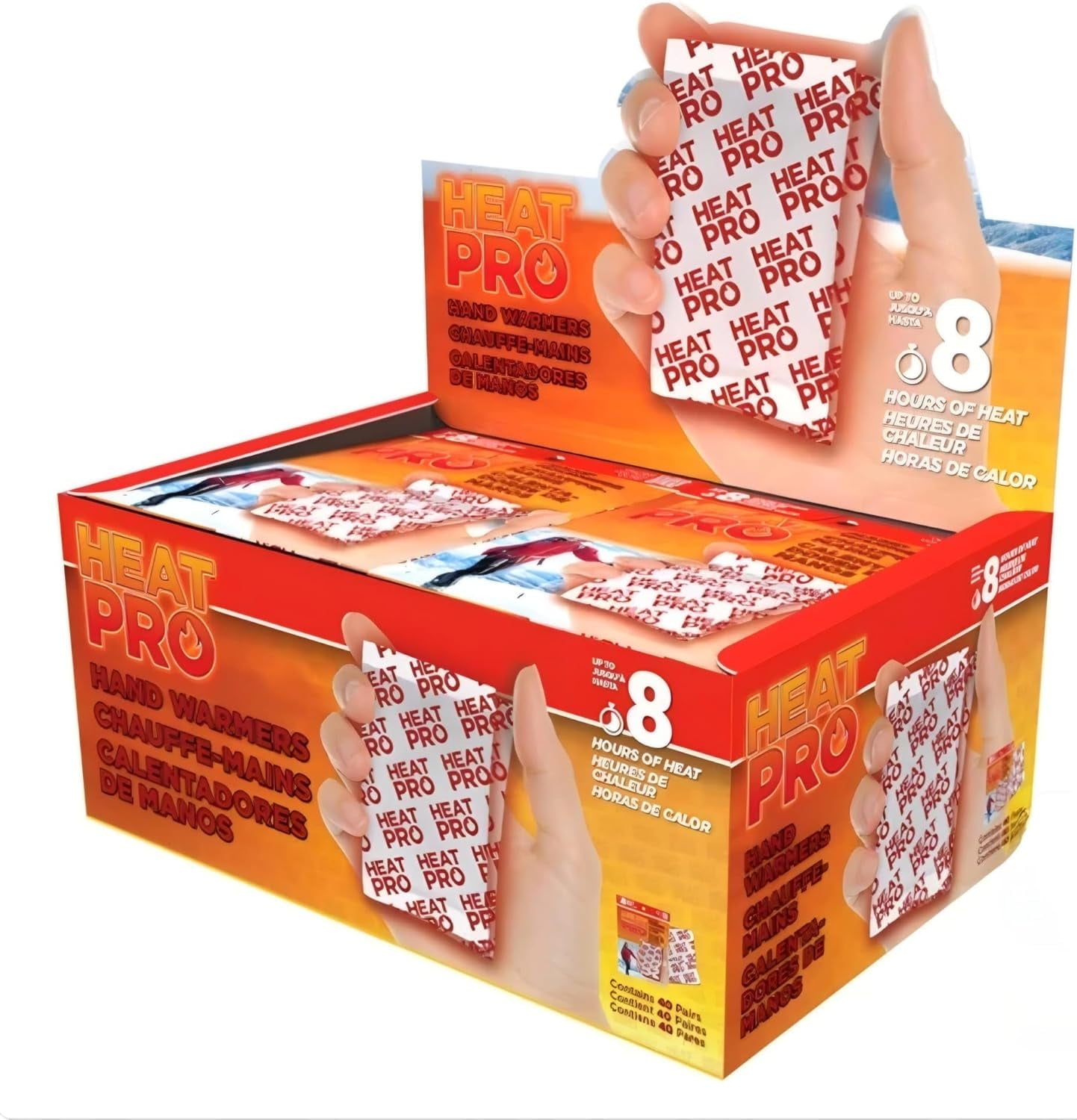 Heat Pro Hand Warmers, 40 Pairs, Up to 8 Hours of Heat, 135°F Max Temp