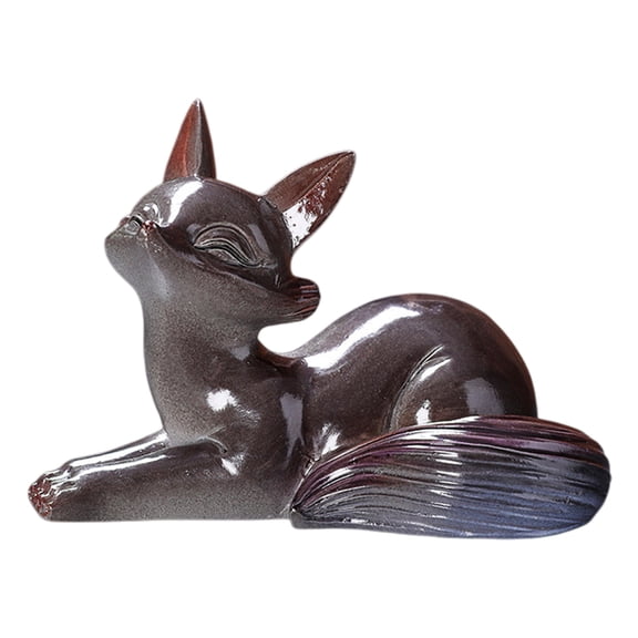 Heat Reactives Foxes Teas Companion Sculpture Ceramic Craftsmanship Decoration For Teas Ceremony Enthusiasts