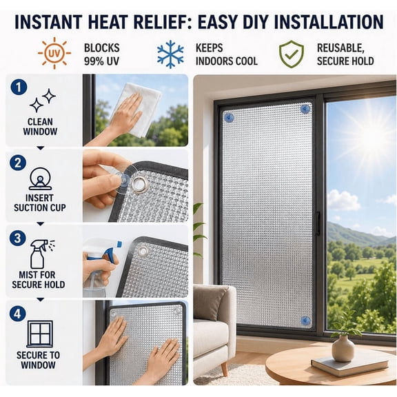 Heat Reflective Window Film,Heat Aluminium Foil Control Anti Uv Window Tint,Sunscreen Privacy Glass Tint Sticker with Suction Cups, for Sun Room Silver
