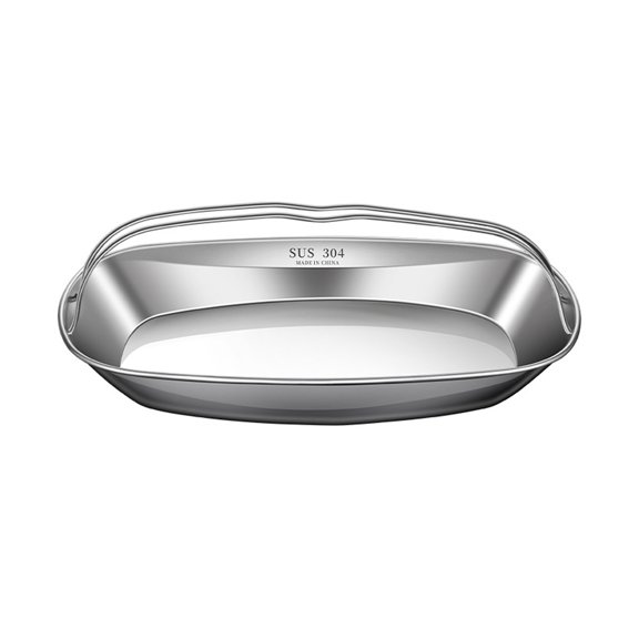 Heat Resistant 304 Stainless Steel Fish Steaming Tray Plate Dish with Handle For Cooking Serving And Dishwasher Safe