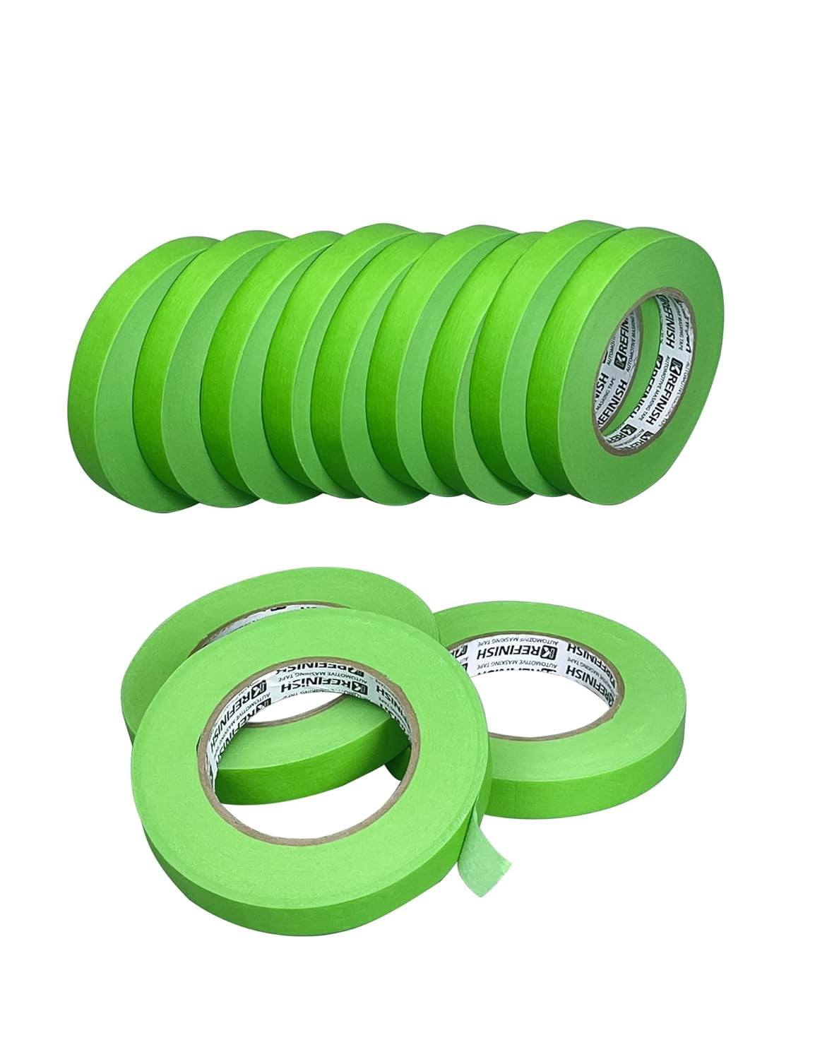 Heat-Resistant Automotive Masking Tape for Paint Booths, Green No-Residue Painters Tape, 1.41 Inch x 60 Yard Rolls, Pack of 6