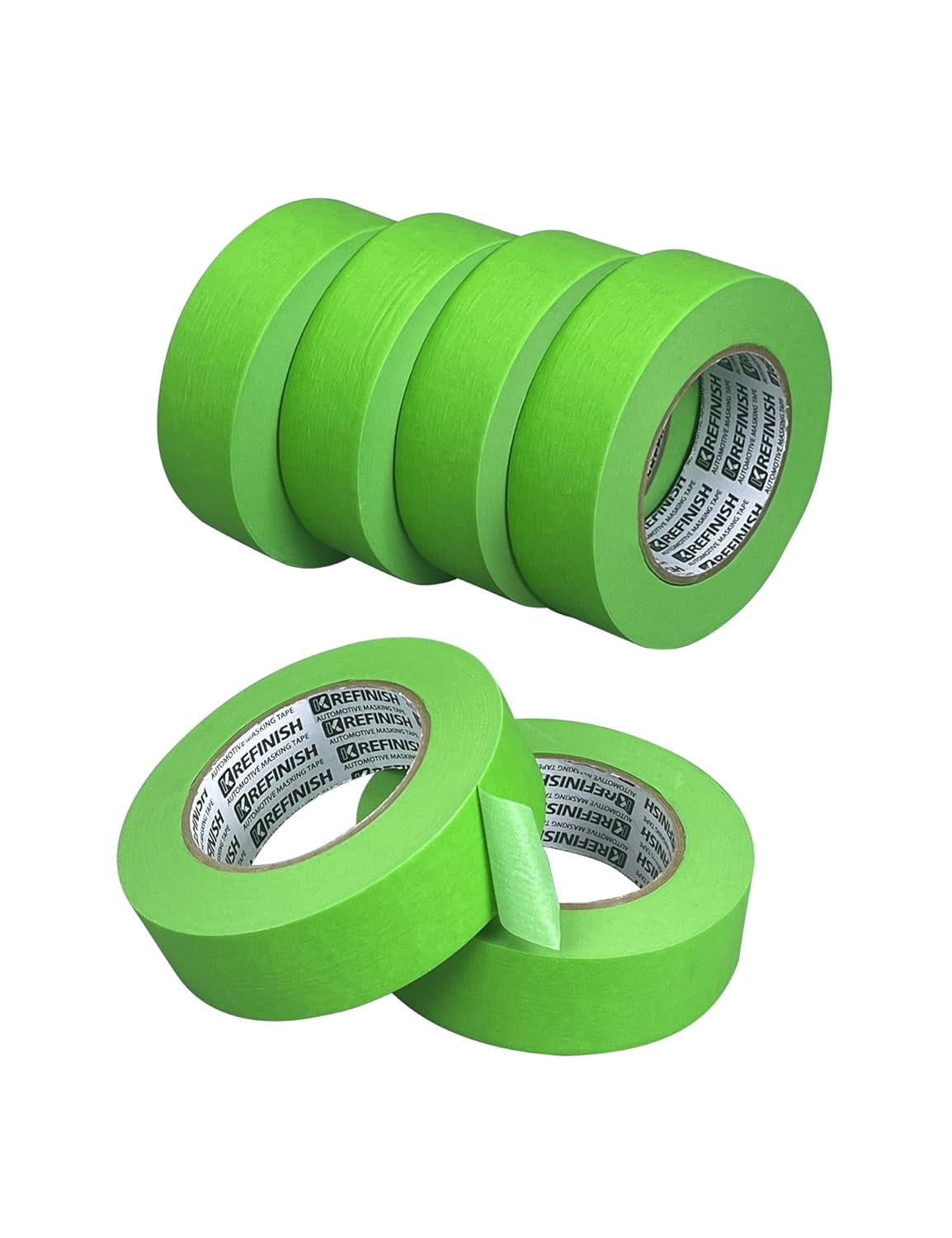 Heat-Resistant Automotive Masking Tape for Paint Booths, Green No-Residue Painters Tape, 1.41 Inch x 60 Yard Rolls, Pack of 6