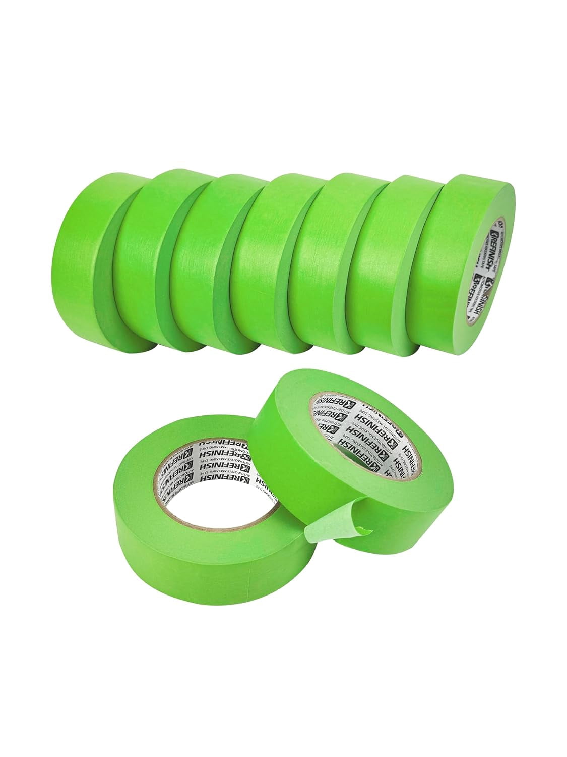 Heat-Resistant Automotive Masking Tape for Paint Booths, Green No-Residue Painters Tape, 1.41 Inch x 60 Yard Rolls, Pack of 6