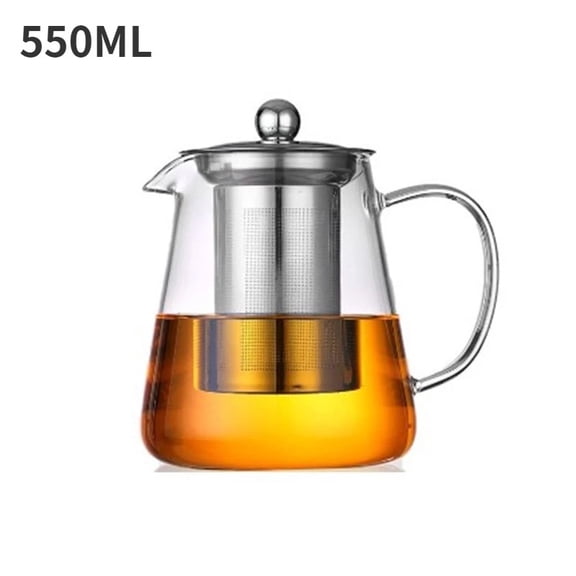 Heat Resistant Borosilicate Glass Teapot with Removable Stainless Steel Infuser, Clear Tea Kettle for Loose Leaf Tea