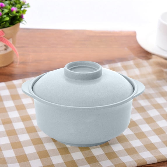 Heat Resistant Bowl with Handles, Insulated Soup and Noodles Bowl, Microwave Safe Plastic Food Storage Container for Home Office Dorm