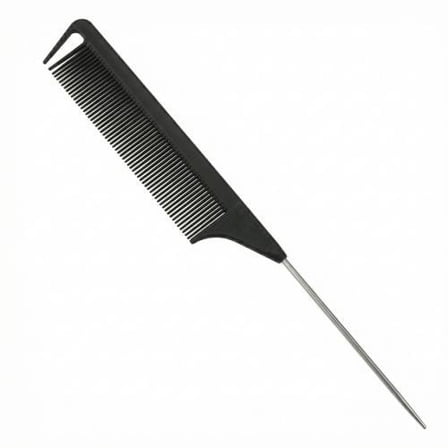 Heat Resistant Carbon Fiber Hair Rat Tail Comb, Stainless Steel Pintail, Fine Tooth Teasing Comb for Detangling and Parting, Hair Pick for Professional Styling