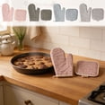 thumbnail image 1 of Heat Resistant Cotton Oven Mitts and Pot Holders Thick Quilted Padding Microwave Safe Kitchen Gloves with Hanging Loops for Baking Cooking Grilling Daily Kitchen Use, 1 of 7
