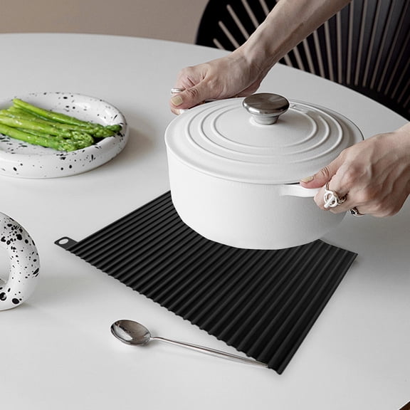 Heat Resistant Counter Protector, Non Slip Table Placemat for Hot Dishes, Kitchen Sink Drain Mat Dish Drying Pad, Insulated Trivet for Microwave Dining Table