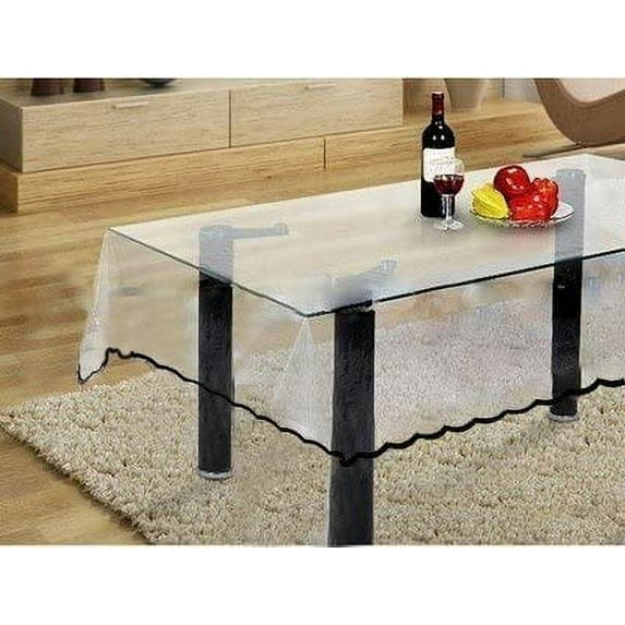 Heat Resistant,Easy Clean Waterproof Plastic Table Cover, Crystal Clear PVC Tablecloth Protector ( Table Cover Dimesion 54 X 54 Inch With Black Hemmed Border )