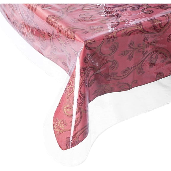 Heat Resistant,Easy Clean Waterproof Plastic Table Cover, Crystal Clear PVC Tablecloth Protector ( Table Cover Dimesion 54 X 54 Inch With Crystal Clear)