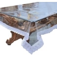 thumbnail image 1 of Heat Resistant,Easy Clean Waterproof Plastic Table Cover, Crystal Clear PVC Tablecloth Protector ( Table Cover Dimesion 60 X 104 Inch Oval With White Lace ), 1 of 4