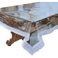 thumbnail image 1 of Heat Resistant,Easy Clean Waterproof Plastic Table Cover, Crystal Clear PVC Tablecloth Protector ( Table Cover Dimesion 60 X 84 Inch With White Lace ), 1 of 4