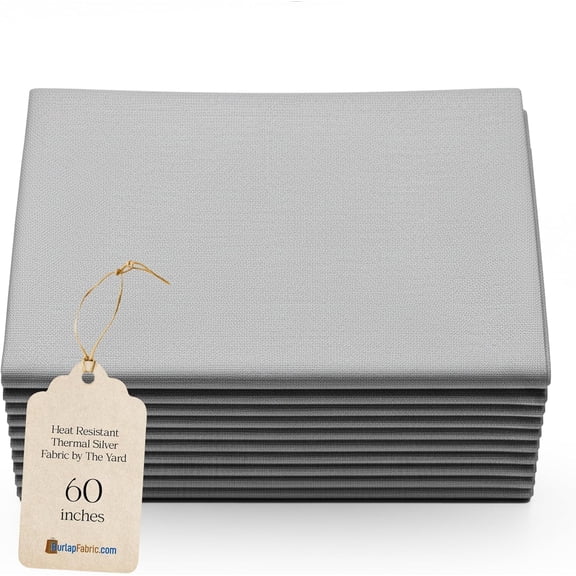 Burlap Fabrics Therma-Flec Heat Resistant Fabric Silver - 60 Inch Wide Cotton Batting for Oven Mitts