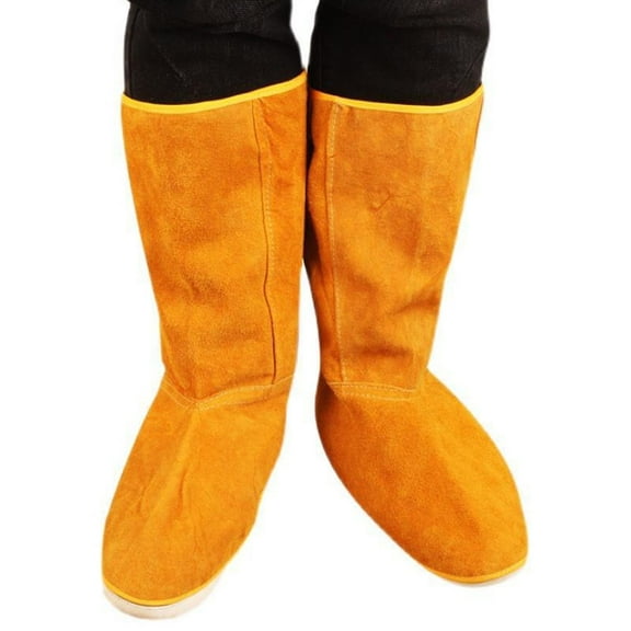 Heat Resistant Foot Safety, Cowhide Leather Welding Boot Cover with Universal Size and Adjustable Hook for Cutting Splashing