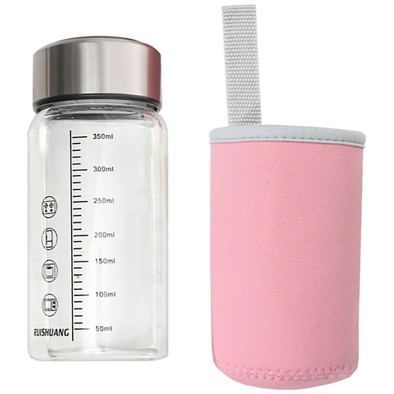 Heat Resistant Glass Beverage Container 350ml Capacity Portable Graduated Marking Direct Drink Spouts Dishwasher Safe