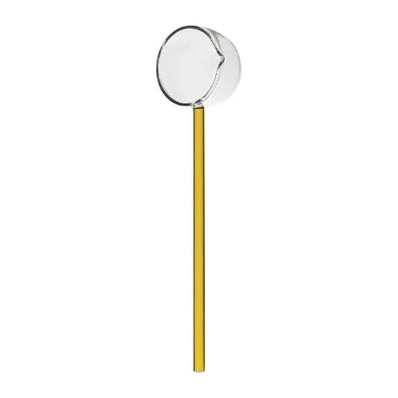 Heat Resistant Glass Ladle, Ongmies Bearheat Glass Clear Round Long Handle Soup for Serving Novelty Transparent Glass Stirring Coffee Spoon Cute Borosilicate Glass Mixing Utensil for Bars Banquets