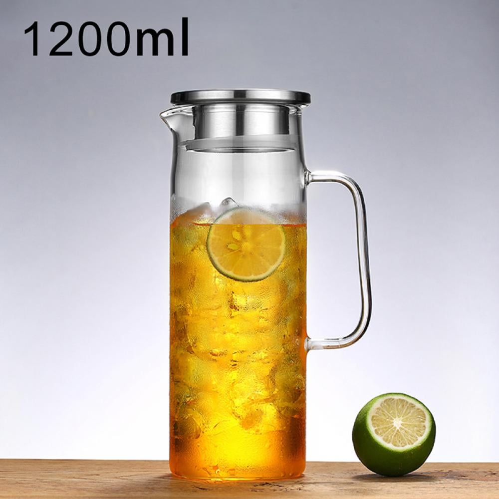 FORHVIPS Mason Jar Pitcher with Pour Spout Handle Lid, 2 Quart (64OZ) Thick  Glass Pitcher with Lid, Leak-proof Glass Pitcher Wide Mouth for Brew Coffee,  Ice Beverage, Juice, Lemonade, Sun Tea 
