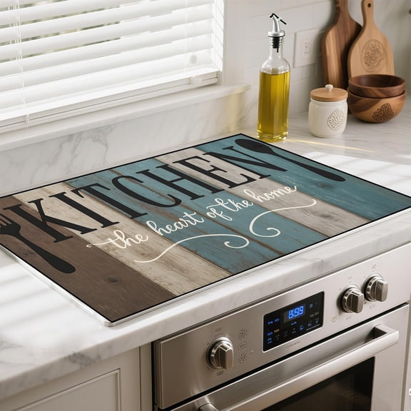 Heat-Resistant Glass Stove Top Cover with Anti-Slip Rubber Coating – Electric Stove Protector, Scratch-Resistant, Counter Space Decor Mat (board, 28.5"L x 20.5"W)