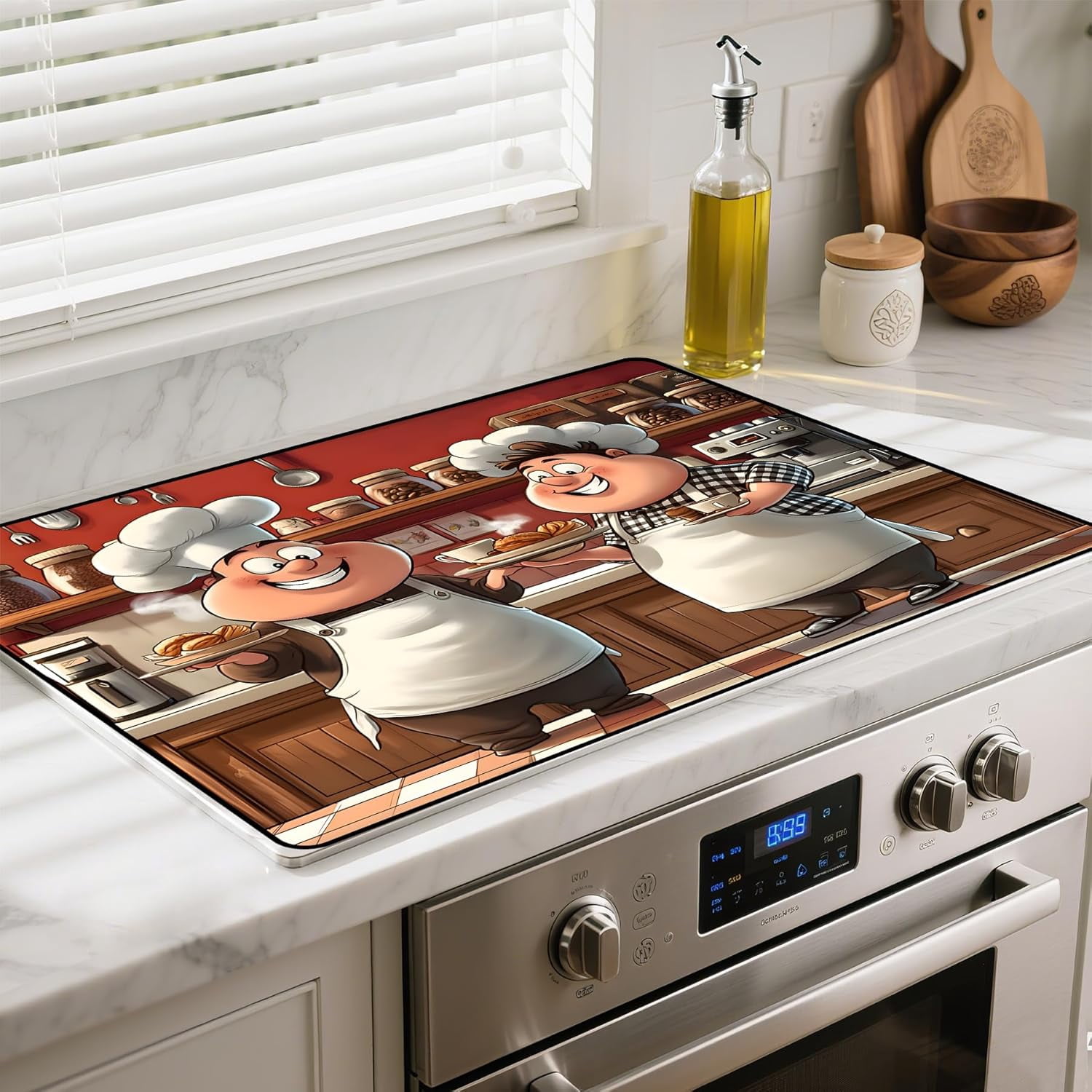 Heat-Resistant Glass Stove Top Cover with Anti-Slip Rubber Coating – Electric Stove Protector, Scratch-Resistant, Expands Counter Space, Stylish Kitchen Decor (Cooks)