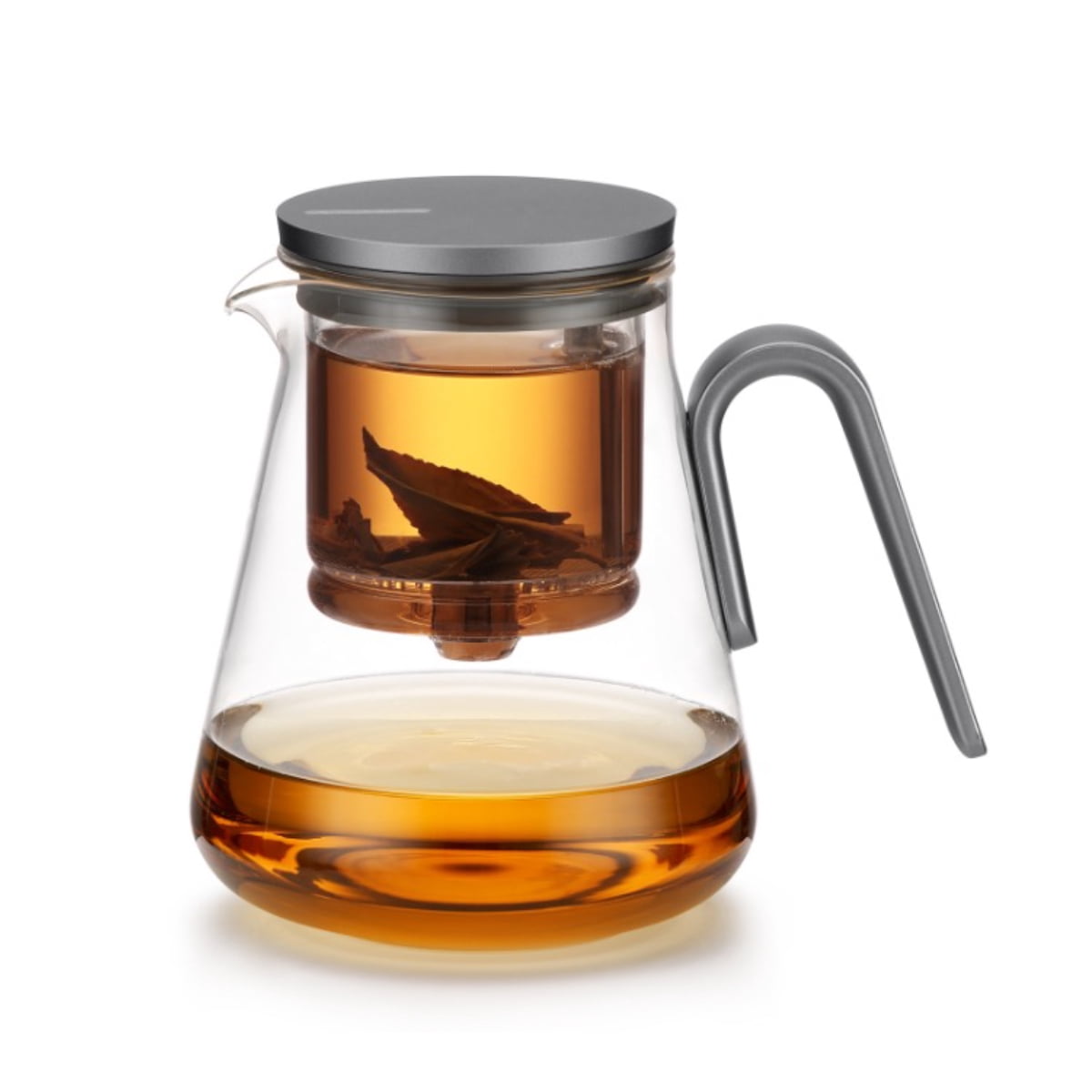 Heat-Resistant Glass Teapot, Magnetic Switch, Gunmetal Black 800ml