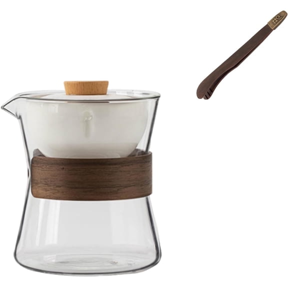 Heat-Resistant Glass Teapot with Rotating Strainer, 360 Rotating Glass Teapot with Infuser, Portable Clear Tea Kettle with Wooden Handle, Tea Set Gift