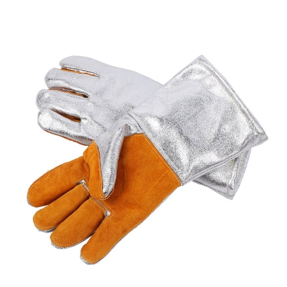 Heat Resistant Glove High Temperature Leather Safety Work Gloves Aluminized Gloves Thermal Insulating Gloves for Welding