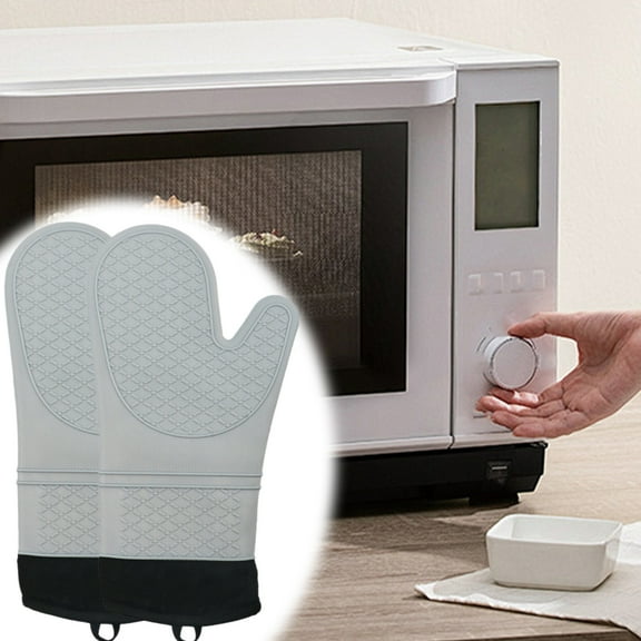 Heat Resistant Gloves 1PC, Oven Mitts13.58x7.28x0.59in,Thickened Insulation or 260° Kitchen Baking & Grilling Safety(Gray)