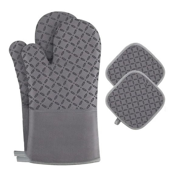 Heat Resistant Gloves Basdi Heat-Resistant Silicone Oven Gloves - 482°F Non-Slip Bbq and Baking Mitts | Cotton Lined, Gray Color, Protects Hands for Grilling, Microwave, and Kitchen Safety, Grey1