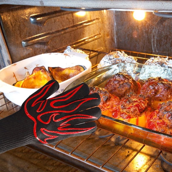 Heat Resistant Gloves, Fireproof BBQ Gloves, High Temperature 800°F Protection, Non-Slip Grip for Grilling, Baking, Cooking