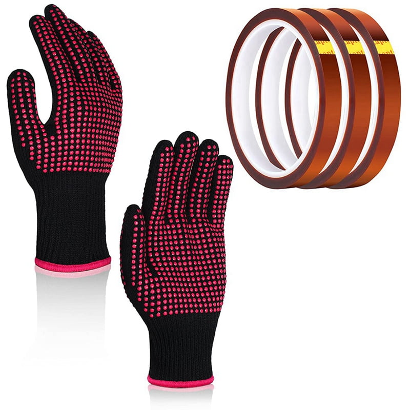 Heat Resistant Gloves and 3 Rolls 10mm X33M 108Ft Heat Press Tape, Heat  Proof Gloves Glove Thermal Tape Sublimation Tape