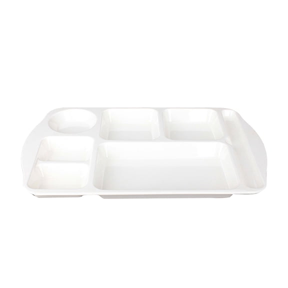 Heat - Resistant Imitation Porcelain Compartment Fast Food Trays - for School & Unit Canteens, Commercial Grade