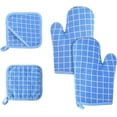 thumbnail image 1 of Heat Resistant Kitchen Gloves Pot Holders, Soft Cotton Lining with Non-Slip Pot Holders and Oven Mitts for Kitchen Cooking Home Pizza Baking Microwave (2 Gloves & 2 Pot Holders), 1 of 1