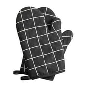 Heat-Resistant Kitchen Oven Mitts | Thickened Double-Layer Cotton Insulation Gloves for Baking & Microwave | 2-Pack Set with Hanging Loop