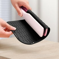 Heat Resistant Mat 9" x 6.5", Silicone Hair Tool Rest Pad for Curling Wand Flat Iron Straightener, Non-Slip Counter Protector, Travel Friendly, Easy Clean, Black