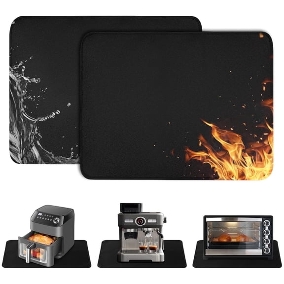Heat Resistant Mat for Air Fryer, Heat Resistant Mat for Countertop, 16 x 24 in Fireproof Countertop Protector Appliance Slider Mat for Air Fryer, Coffee Maker, Toaster, Oven (2 Pack Black)