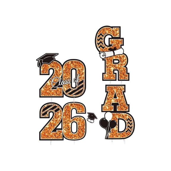 Heat Resistant Mat, Kitchen Counter Mat, Table Protector Pad, Hot Plates for Countertop, Trivets for Hot Dishes, Hot Pads for Kitchen, 2026 Class Grad Orange Glitter Yard Sign