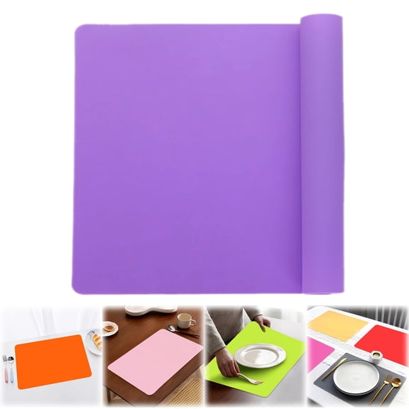 Heat Resistant Mat,Silicone Mat for Kitchen Counter,Heat Resistant Nonskid Table Mat for Air Fryer to Site on,Countertop Protector,Thick(Purple)